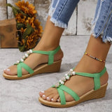 New Peep Toe Women Solid Color Wedge Sandals Ankle Buckle Non Slip Gladiator Shoes Woman Fashion Chunky Platform Sandalias Mujer