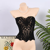 Toucheart Hot Girl Suspender Sexy Top with Fishbone Corset Intimate Hollow See-through Lace Classic Romantic Retro Palace Corset