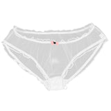 Lolita Mesh Panties Sexy Lace Briefs for Women Transparent Underwear Summer Bow Briefs Girl Low Waist Underpants Ruffle Lingerie