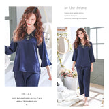 Spring and summer silk women's pajamas long-sleeved autumn and winter new imitation silk women's home clothes