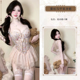 Sexy French Style Light Luxury Sexy With Chest Pads Pure Desire Floral Print Dress Backless Deep V Sleeveless Dress Elegant MO9K