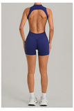 Women's Seamless Yoga Jumpsuits Sports Running Fitness Backless Sleeveless Hip-lifting One-piece Workout Gym Shorts Bodysuits