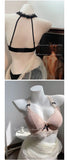 Elegant French Halter Neck Bra Set, Lace Wireless Bralette for Small Bust, Push Up Sensual Underwear Bralette & Panty MOYISU Bra