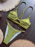 Cross Back Hollow Out Bikini Female Swimsuit Women Swimwear Two-pieces Bikini Set High Leg Cut Bather Bathing Suit Swim Lady