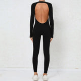 Women's Seamless Yoga Jumpsuits Backless Sexy Long-Sleeved One-Piece Butt-Lifting Gym Nude Feel Workout Gym Training Bodysuits