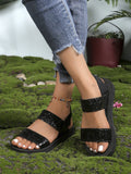 Fashion Trend Women Summer Platform Sandals Bling Style Slip-on Shoes Soft EVA Light Weight Girls Student Street Beach Sandalias