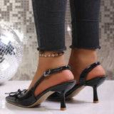 Bow Strap Fashion Pointed Toe Shallow Mouth Stiletto 2026 Plus Size Bag Toe Sandals