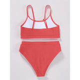 New Spiral Pit Strip U-Shaped High-Waisted Bikini Sexy Swimsuit Swimsuit Women Lightweight Fashion Classic Versatile Simple