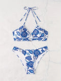 ZTVitality Sexy Print Bikini Set 2025 New Arrival Padded Bra Halter Bandage Swimsuit Women's Swimwear Summer Biquini Beachwear