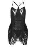 Sexy Tassel Nightgown Hollow Out See Through Straps Nightie Babydoll Lingerie Curve Pajama Outfits Hot Plus Size Mini Nightdress