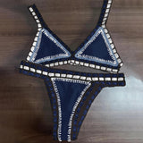 Hand Hook Bikini 2025 Bandeau Biquini Women Sexy Swimsuit Female Push Up Swimwear Solid Patchwork Bathing Suit Crochet Beachwear