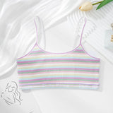 Women Non-wire Bras Female Cotton Bra Tops Striped Crop Top Small Breast Breathable Push Up Bra Comfort Girl Underwear