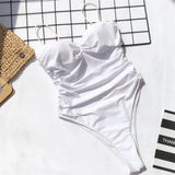 New Sexy High Cut Leopard Push Up Bra Cup One Piece Swimsuit Female Swimwear Women Bather Bandeau Bathing Suit Swim Lady V1654