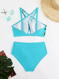 Women's Plus Size Triangle Halter Cross Back Bikini Set - European American Style Separable Swimsuit