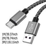 USB A to Type C Charging Cable 2A Fast Charger Nylon Data Cable 1M 2M 3M For Android Huawei Samsung TypeC Phone Charging Device