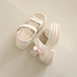 Silver Chunky Platform Sandals for Women Summer Wedge Heels Sport Sandals Woman Comfortable Thick Bottom Casual Sandles Female