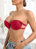 Basic Women's Solid Color Thin Strap Strapless Bra, Push Up bra Seamless for Daily Wear, Perfect for Backless Dresses