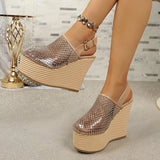 Platforms Sandals Women  Wedges High Heel  Sandals Summer Pointed Toe Fashion Shoes