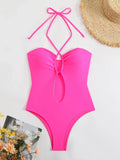 2026 Strappy Printed One Piece Swimsuit Women Sexy Hollow Swimwear Female Solid Bathers Bathing Swimming Swim Suit Beachwear