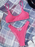 7 Colors Wrinkled Crinkled Triangle Bikini Women Swimwear Female Swimsuit Two-pieces Bikini set Bather Bathing Suit Swim Lady