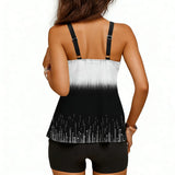 2026 Printed Tankini High Waist Strappy Swimsuit Women Two Pieces Swimwear Female Bathers Swimming Bathing Swimming Swim Suit