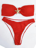 Contrast Binding Bandeau Bikinis 2026 Women Sexy Swimsuit Solid Padded Swimwear Female Bathing Suit Swimming Summer Beachwear