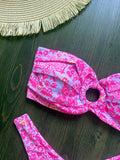 Floral Printed Wrinkled Bandeau Bikini Female Swimsuit Women Swimwear Two-pieces Bikini Set High Cut Bather Bathing Suit Swim