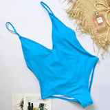 S - XXL V Neck Scrunch Butt Female Swimwear One Piece Swimsuit Women Backless Monokini High Cut Leg Bathing Suit Swim Bodysuit