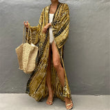 New 10 Colors Printed Long Sleeve With Belt Tunic Beach Cover Up Cover-ups Beach Dress Beach Wear Beachwear Female Women V4521