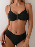 2025 U-wire Bikini Women Sexy Strappy Swimwear Female Solid Swimsuit Bathers Bathing Swimming Swim Suit Beachwear