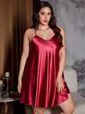 Plus Size Solid Color Simple Fashion Elegant V Neck Nightgown For Women