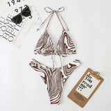 sexy zebra print micro mini bikini halter string triangle swimwear thong swimsuit women biquini bikini set bathing suits