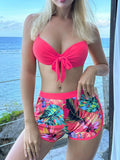 3 Pieces Push Up Bikinis 2026 Women With Kimono Beach Printed Swimsuit Sexy Swimwear Female Bathers Bathing Swimming Swim Suit