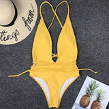 New 2025 Sexy Deep V Neck Wrap Around Female Swimwear One Piece Swimsuit Women Backless Monokini High Cut Bathing Suit Swim Lady