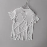 Women's Quick Drying Hollow out Back Sports T-Shirt Yoga Suit Top Short Sleeve Fitness Cover up