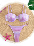 Snake Skin with Bra Cup Micro Thong Bikini Female Swimsuit Women Swimwear Two-pieces Bikini Set Bather Push Up Bathing Suit Swim