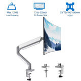 Adjustable Single Monitor Mount, Tilt Rotation Swivel Gas Monitor Arm, with Clamp & Grommet Base,Fits 13 to 32" Computer Monitor