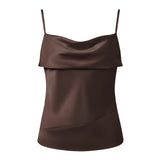 Womens  Tank Tops Solid Color Satin Cowl Neck Spaghetti Strap Going Out Vest Summer Daily Casual Elegant Camis Streetwear
