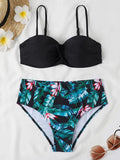 2026 Bandeau Swimsuit Women High Waist Bikini Printed Swimwear Female Padded Bathers Bathing Swimming Swim Suit Beachwear