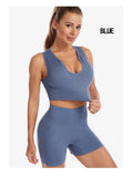 New Sports Bra Women Sexy Deep U-neck Push Up Gym Jogging Yoga Fitness Shockproof Vest Crop Tops Female Sport Bras Set for Women