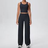 2PCS Yoga Set Women Tracksuit Nude Feeling Workout Sets Gym Clothes Push Up Fitness Running Sportswear Sport Straight tank suit