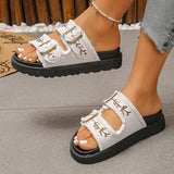 2026 New Flowers Embroidery Platform Slippers Women Fashion Denim Thick Bottom Sandles Woman Plus Size 43 Non Slip Beach Sandals
