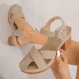 Summer  Thick High Heels Sandals Women Fashion Hook Loop Platform Sandles Woman Plus Size Cross