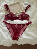 Summer French Flower Embroidery Bralette Beachwear Pure Desire Ultra Thin Light Support Wirefree Romantic Niche Set AU MOYISU