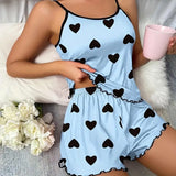 Women Sleepwear Summer Two-piece Pajamas Set Casual Leopard Printed Camisole Tops and Shorts Homewear Suit Loungewear