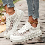 Summer Hollow Sneakers Women Flower Design Mesh Casual Sneakers For Woman Sports Shoes Comfy Breathable Women's Skateboard Shoes