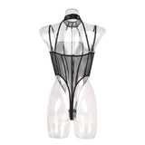 Toucheart Erotic Bodysuit Net Clothes Halter Lace See-through Skinny Backless Sissy Premium HotSeductive Women Coquette Bodysuit