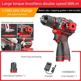 Brushless Electric Drill Tapping Cordless Impact Drill Metal Ratchet Chuck Electric Hand Drill Household Electric Screwdriver