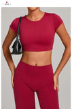 No Padded Women's Yoga T-shirt Short Sleeves Bra Backless Fitness Top Beautiful Back Gym Clothes Form-fitting Running Tee