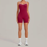 Women's Seamless Yoga Jumpsuits Fitness Sports Gym Hip-lifting Sleeveless One-piece Backless Workout Training Shorts Jumpsuit